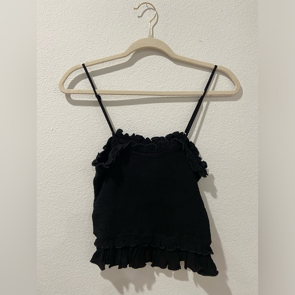 Black smocked tank